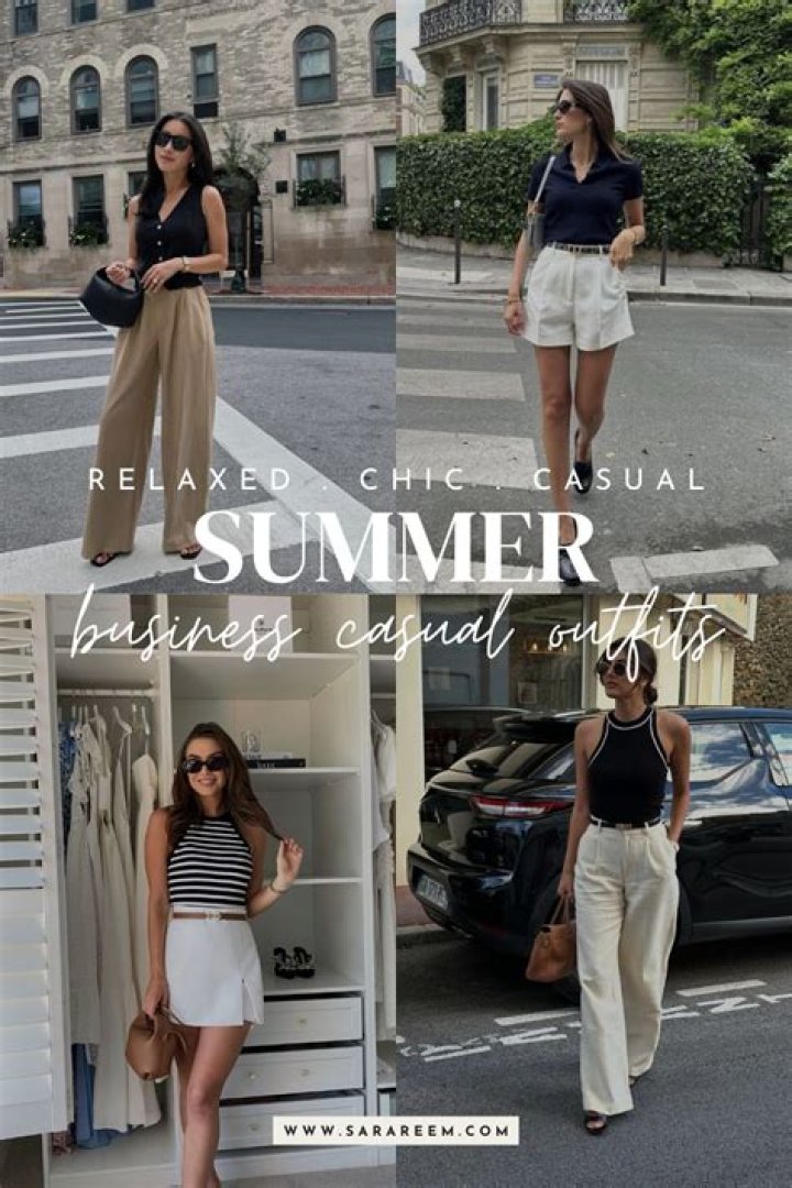 A relaxed summer outfit featuring a cream ribbed tank, beige wide-leg trousers, and brown slide sandals